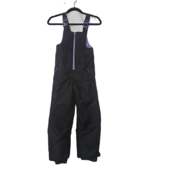 CHAMPION Black and Purple Overall Snowpants Girls Size Medium 7/8 - Picture 1 of 6